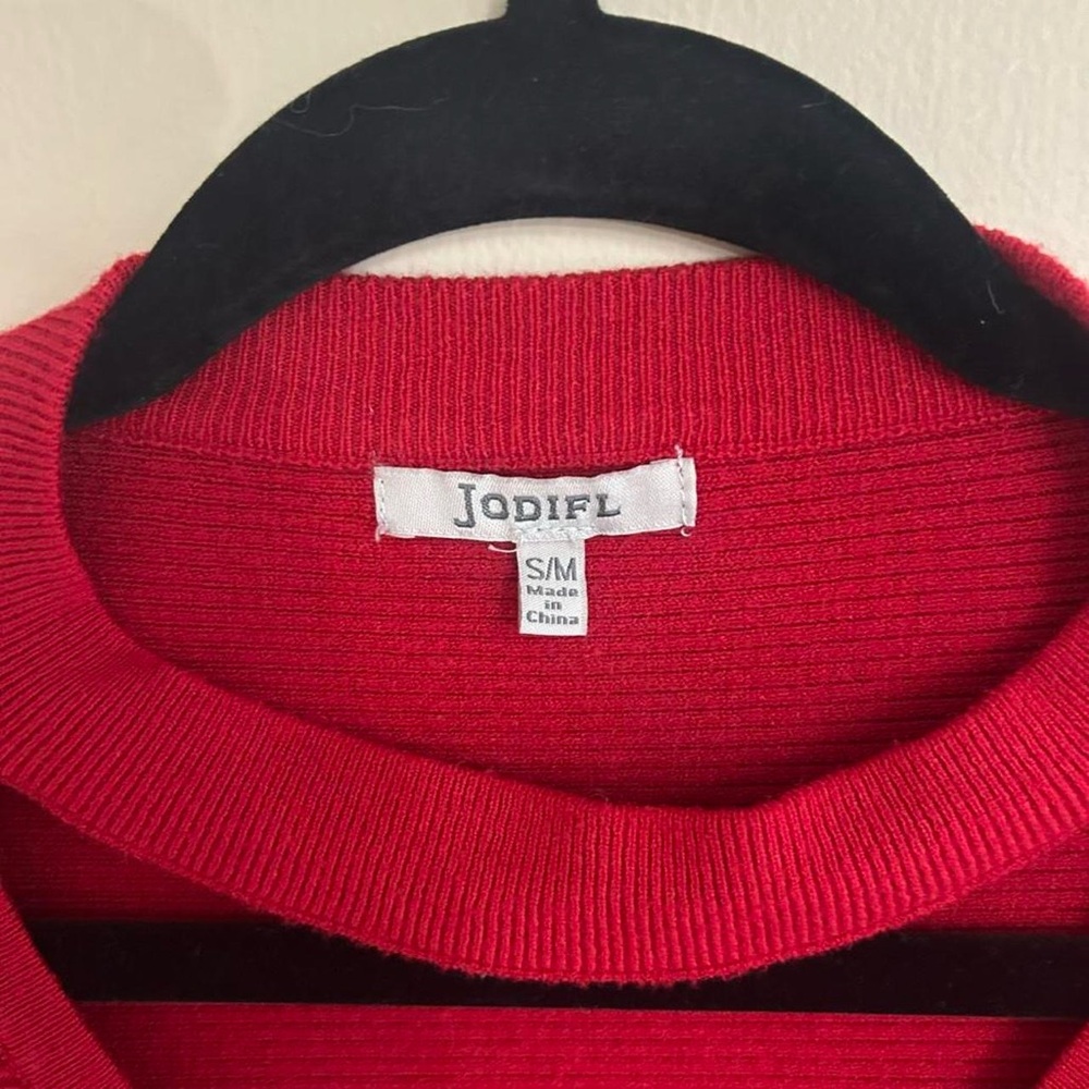 Deep Red V-Neck Sweater - Picture 3 of 7